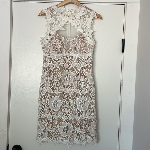 Betsy & Adam Off White Lace Dress, Size 6 - Picture 4 of 8